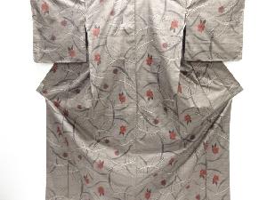 大特価品　未使用品　草花模様織り出し本場泥大島紬着(9マルキ)